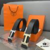 Hermès Men's Classic Leather Belt in Cowhide with High-Quality Alloy Buckle, Two Color Options Available