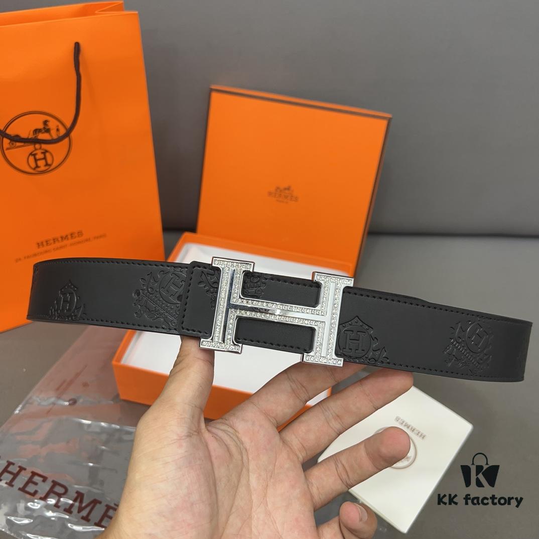 Hermès Men's Classic Leather Belt in Cowhide with High-Quality Alloy Buckle, Two Color Options Available