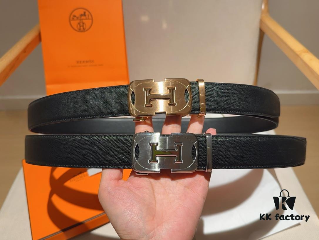 Hermès Men's Leather Belt in Cowhide, 3.5 cm Width