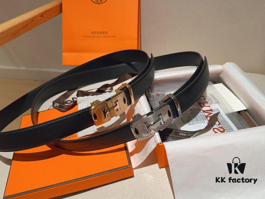 Hermès Men's Leather Belt in Cowhide, 3.5 cm Width