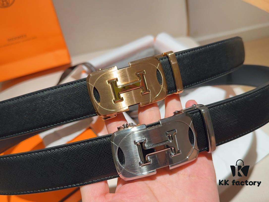 Hermès Men's Leather Belt in Cowhide, 3.5 cm Width