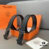Hermès Men's Leather Belt with Steel Buckle and Printed Eyelet, Classic Style, Two Colors Available