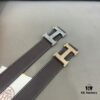 Hermès Men's Classic Leather Belt in Cowhide - Two Colors Available with High-Quality Alloy Buckle
