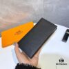 Hermès Style Men's Genuine Cowhide Bifold Wallet - Short and Long Versions, Black Color, Premium Soft Leather, Model 8809