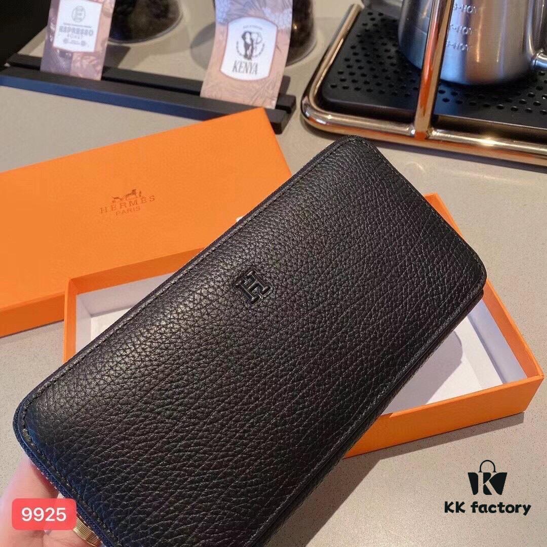 Hermès-inspired Black Leather Clutch 9925 - 21x10