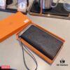 Hermès New Arrival Men's Small Clutch Wallet in Black, 20x10, Top-Grade Calfskin