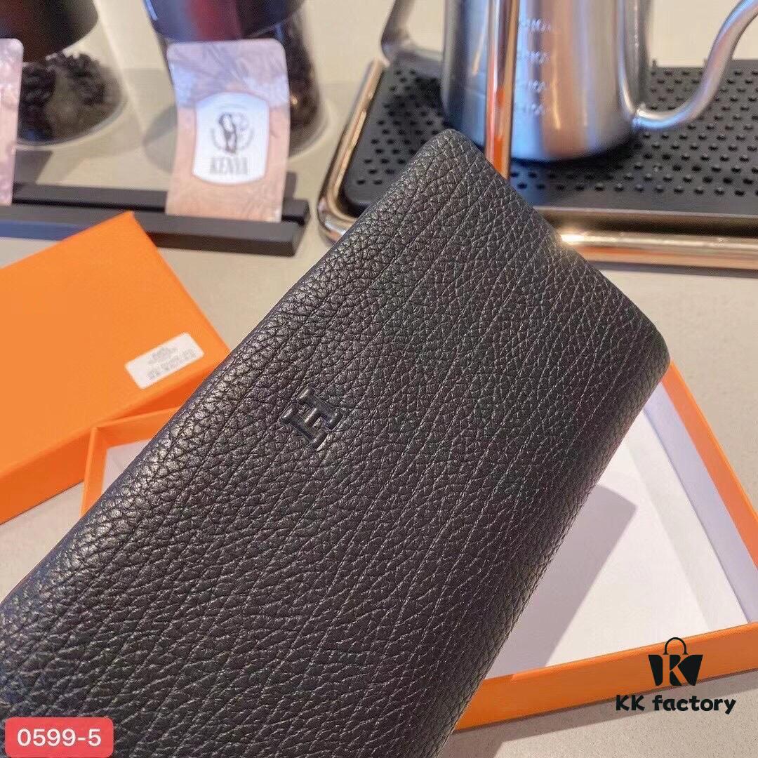 Hermès New Arrival Men's Small Clutch Wallet in Black, 20x10, Top-Grade Calfskin