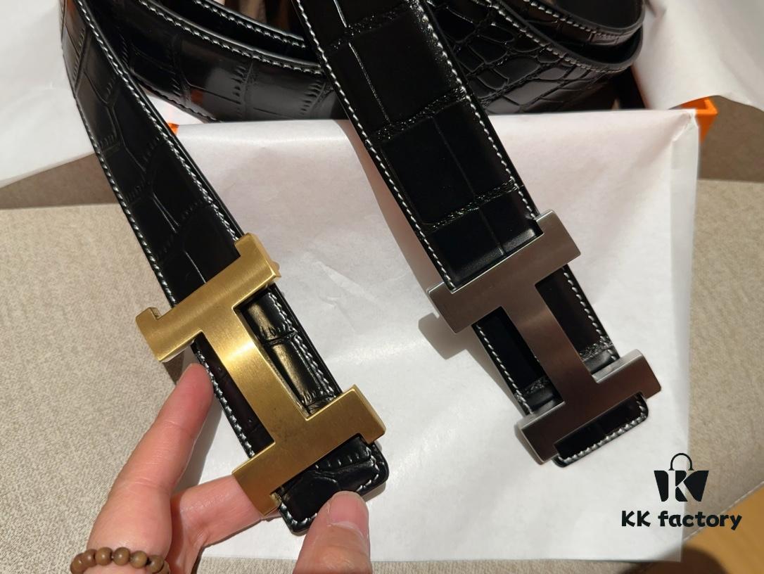 Hermes Men's Leather Belt, 3.5 cm Width