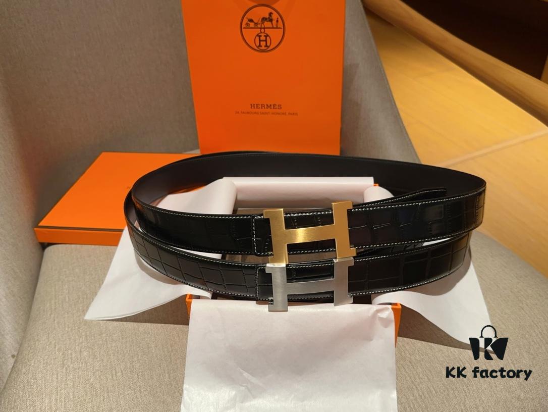 Hermes Men's Leather Belt, 3.5 cm Width