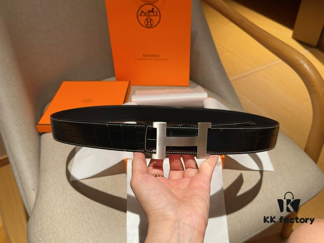 Hermes Men's Leather Belt, 3.5 cm Width