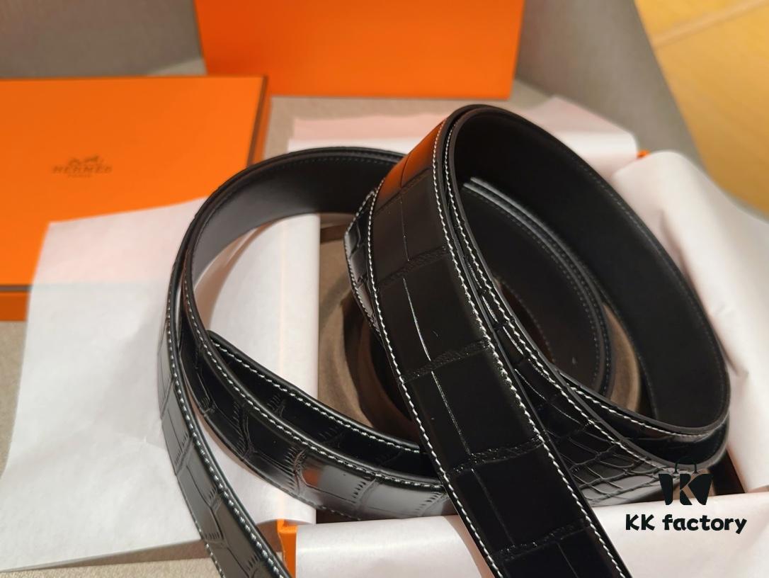 Hermes Men's Leather Belt, 3.5 cm Width