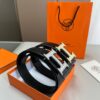 Hermes Men's Leather Belt D-29 with Full Packaging and Tote Bag