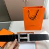 Hermes Men's Leather Belt D-29 with Full Packaging and Tote Bag