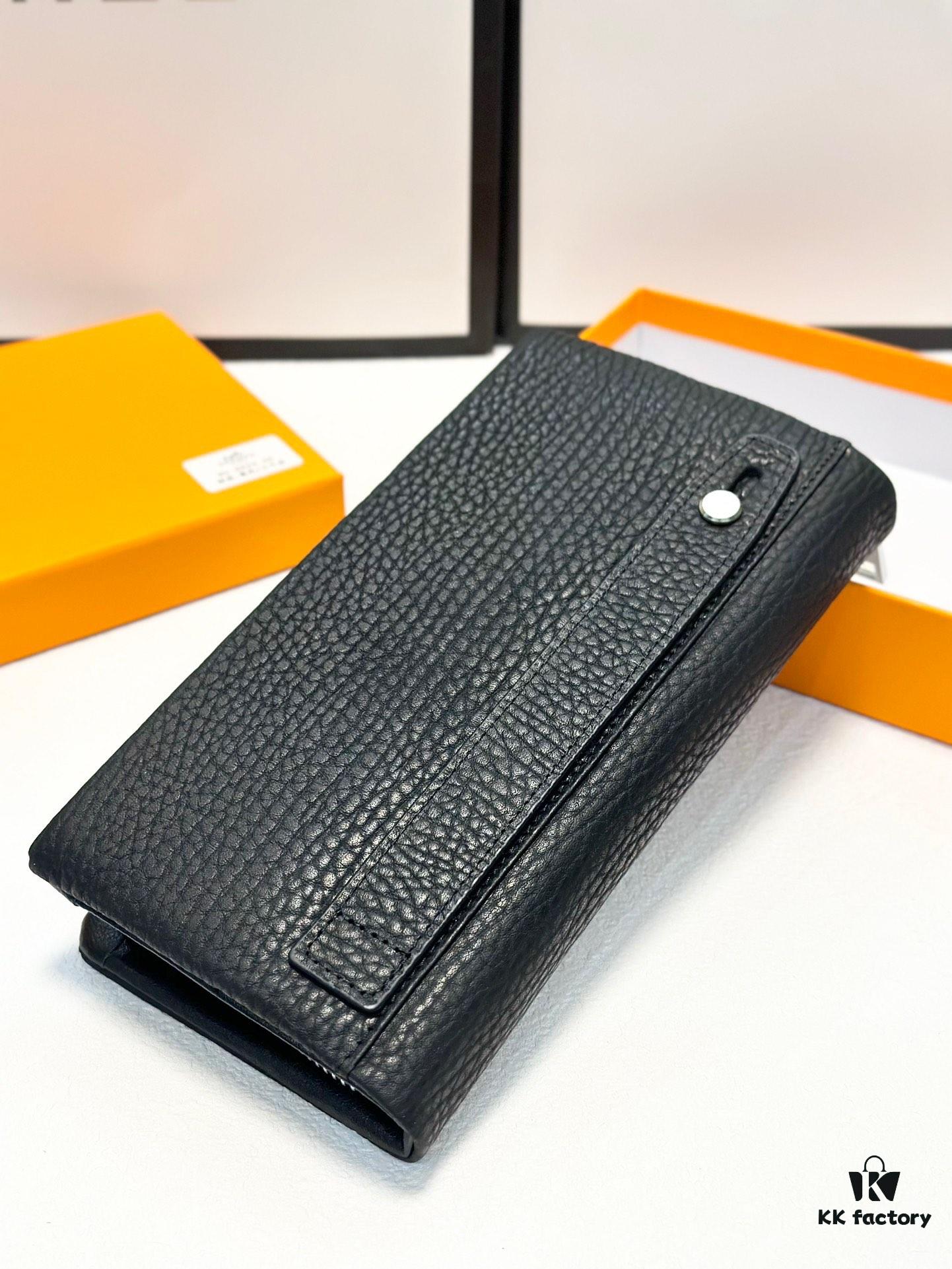 Hermès New Men's Small Clutch Wallet, Black, 20x10, Top-Grade Cowhide