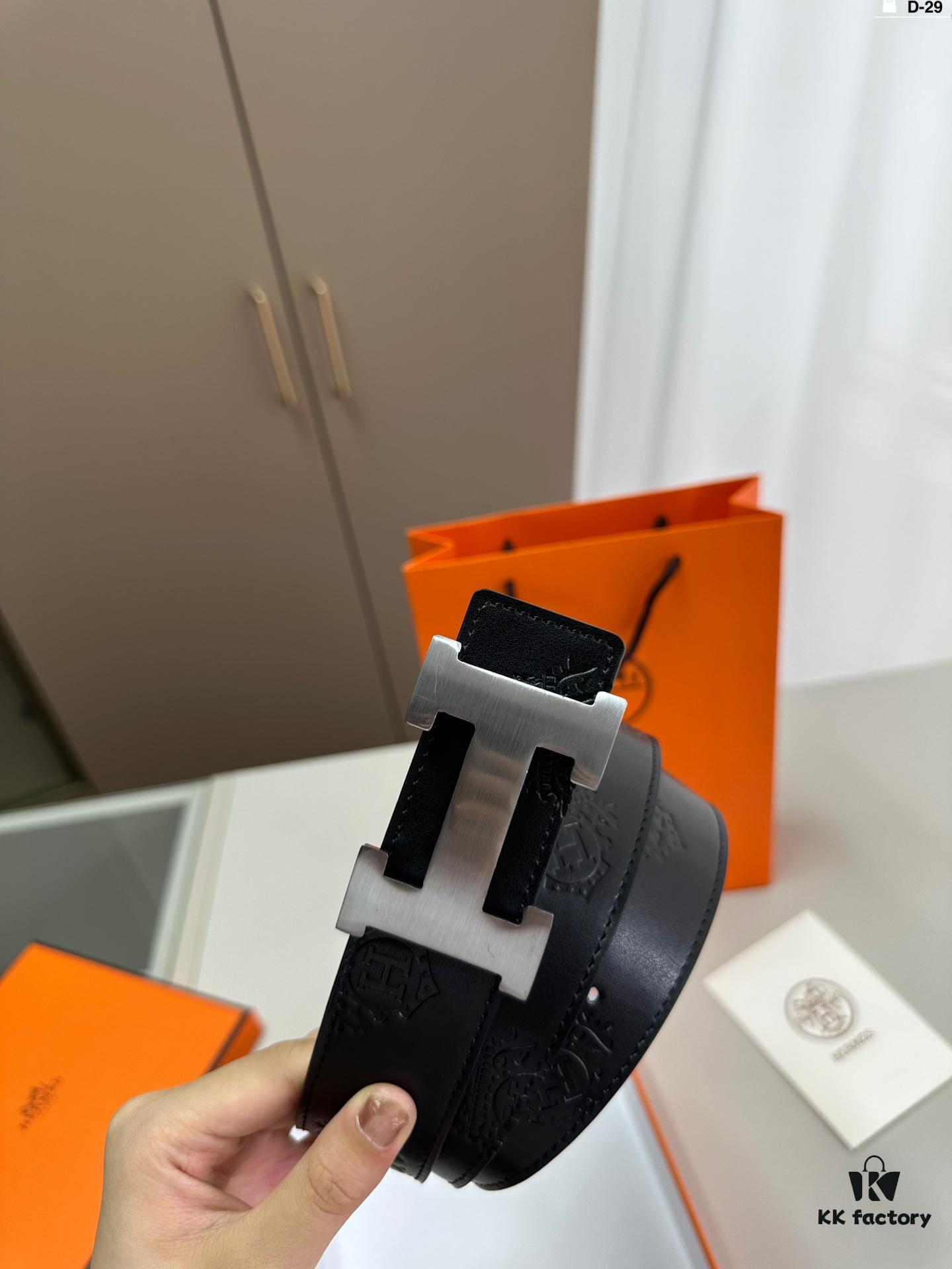 Hermes Men's Leather Belt D-29 Full Packaging with Shopping Bag