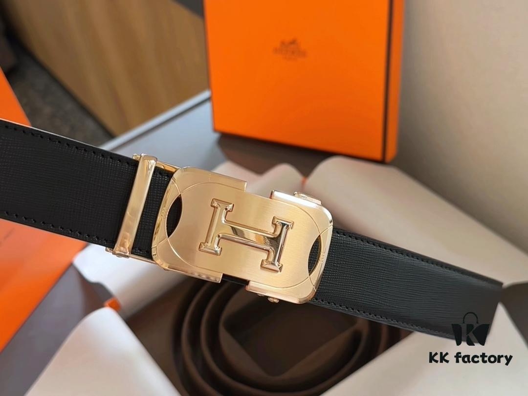 Premium Hermès Full-Grain Leather Men's Slip Belt