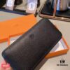 Hermès-inspired Black Leather Clutch 9925 - 21x10 - Premium Cowhide with Card Slots and Phone Pocket