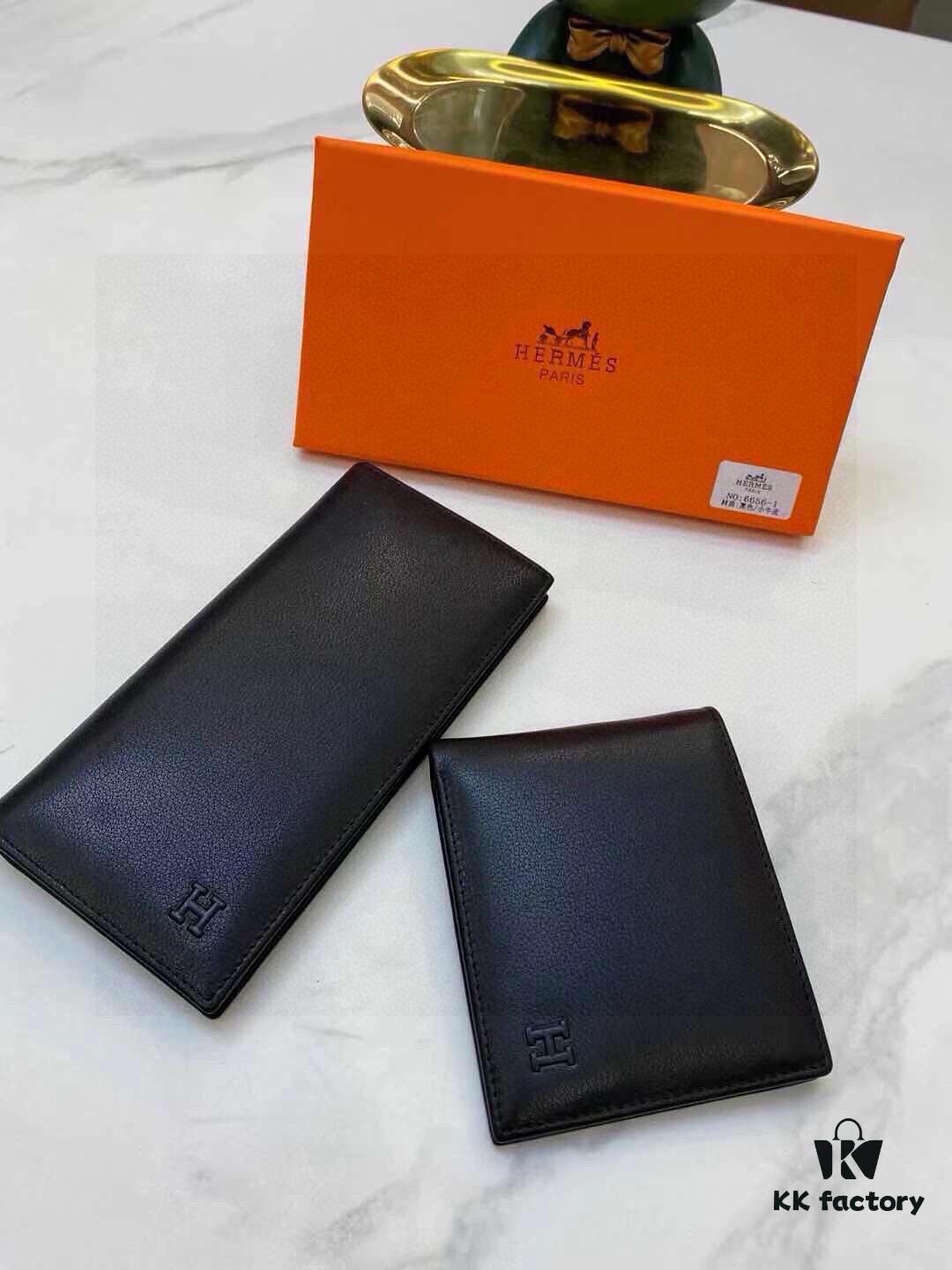 Hermes 6656 Men's Wallet and Suit Clip, Counter Bestseller, Premium Cowhide Inside and Out, Original Quality, Excellent Craftsmanship, Long and Short Styles