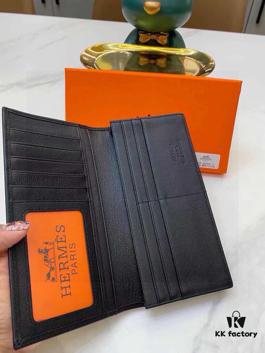 Hermes 6656 Men's Wallet and Suit Clip, Counter Bestseller, Premium Cowhide Inside and Out, Original Quality, Excellent Craftsmanship, Long and Short Styles