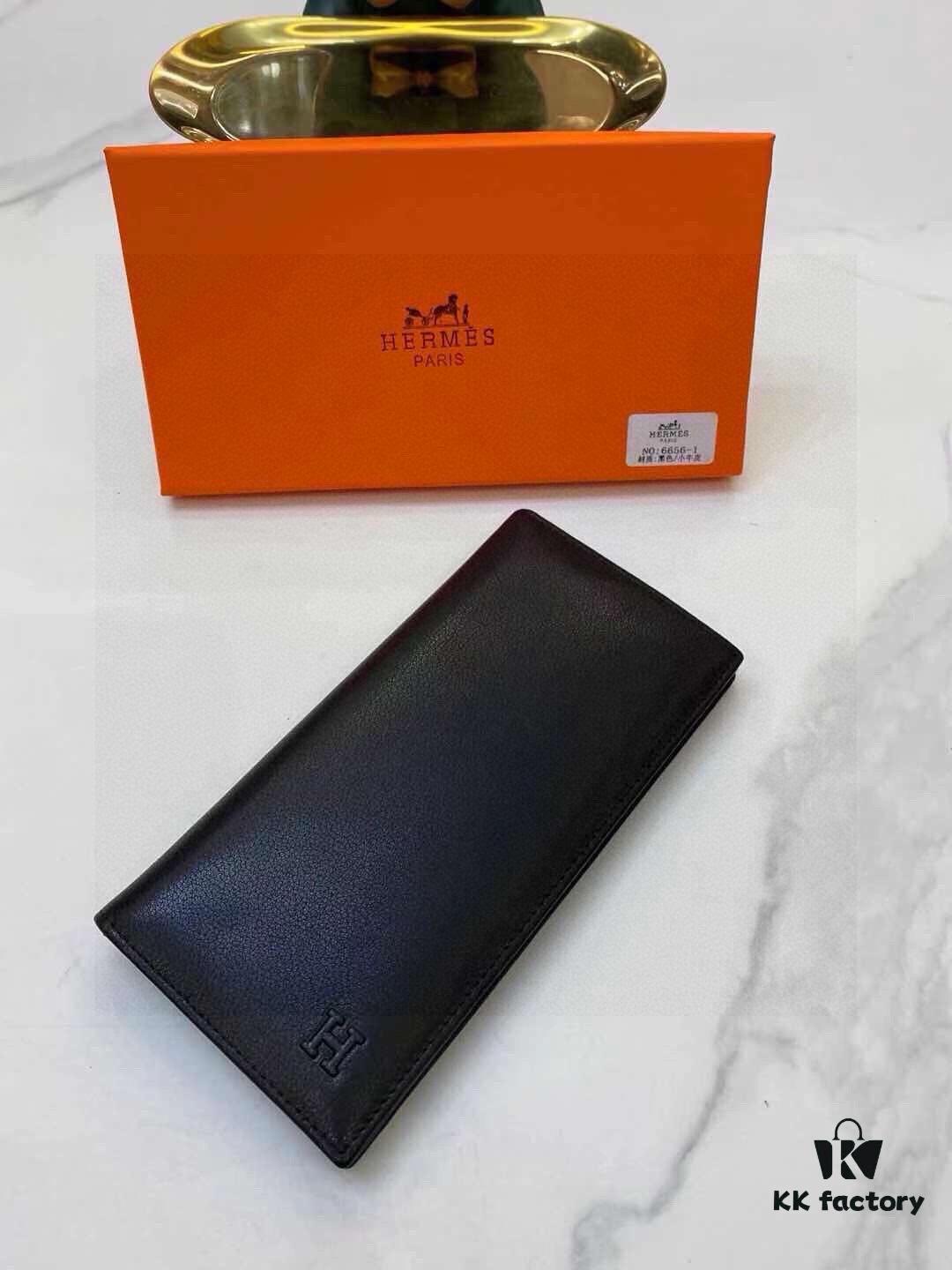 Hermes 6656 Men's Wallet and Suit Clip, Counter Bestseller, Premium Cowhide Inside and Out, Original Quality, Excellent Craftsmanship, Long and Short Styles