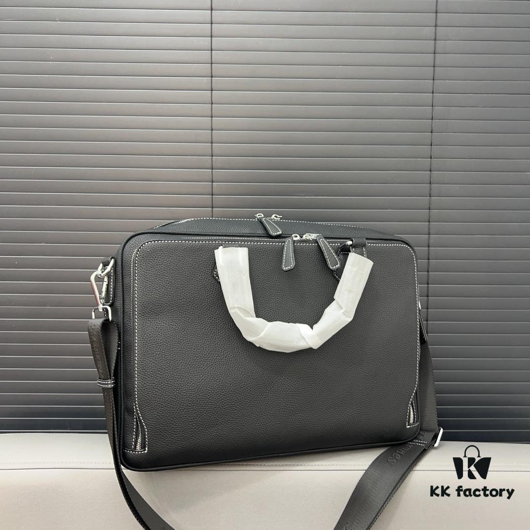 Hermès Men's Leather Briefcase Laptop Bag Crossbody Handbag with Exquisite Inlay Craftsmanship, Classic and Versatile Design