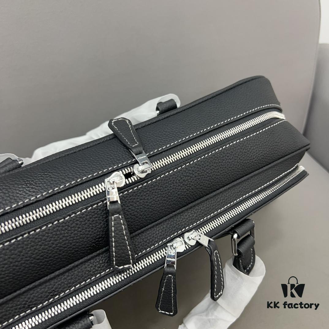 Hermès Men's Leather Briefcase Laptop Bag Crossbody Handbag with Exquisite Inlay Craftsmanship, Classic and Versatile Design