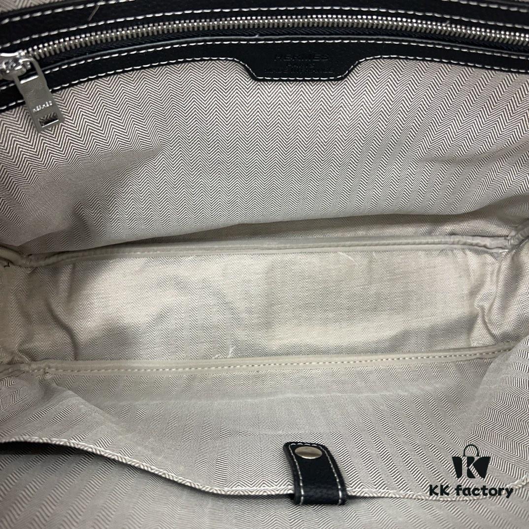 Hermès Men's Leather Briefcase Laptop Bag Crossbody Handbag with Exquisite Inlay Craftsmanship, Classic and Versatile Design