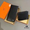 Hermès Style Men's Genuine Cowhide Bifold Wallet in Black - Short 12x10, Long 19x10