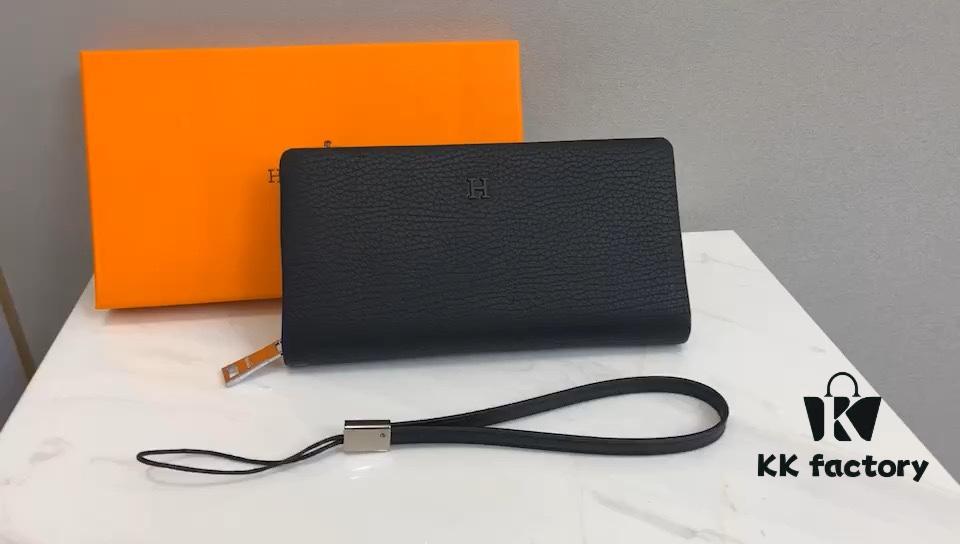 Hermes Counter Hot-Selling Men's Wallet and Handbag, Top-Grade Cowhide Inside and Out, Original Quality, Perfect Cabinet, Superb