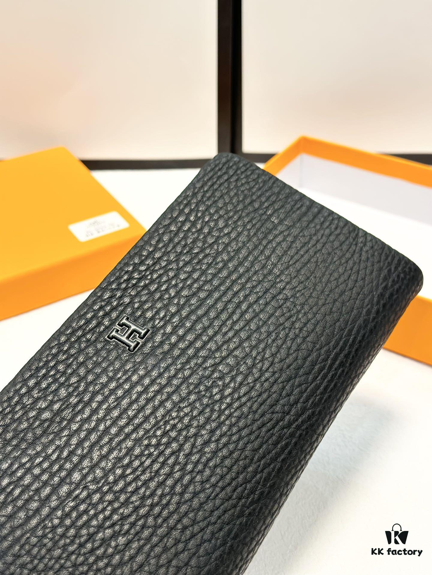 Hermès New Arrival Men's Small Clutch Wallet in Black, 20x10, Top-Grade Calfskin