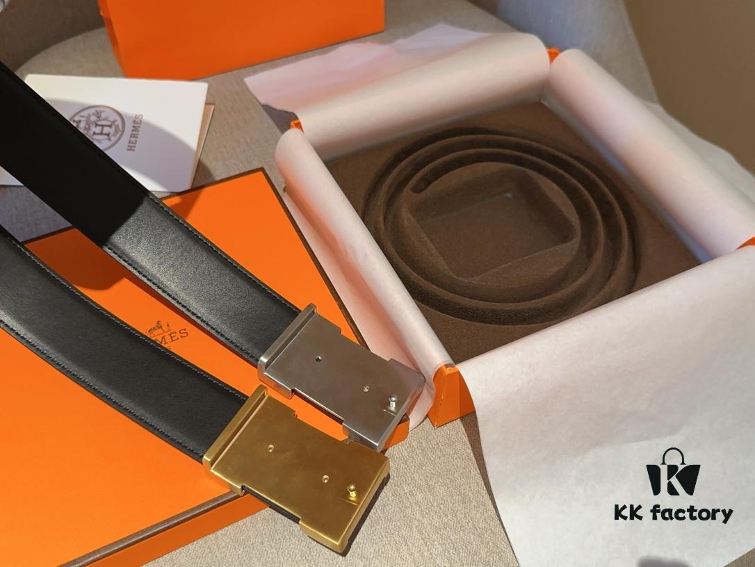 Hermes Men's Genuine Leather Crocodile Pattern Belt, 3.5cm Width