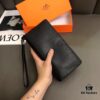 Hermès Black Leather Clutch 21x10 Model 90095 - Premium Cowhide with Card Slots and Phone Pocket, Men's Essential Fashion Accessory