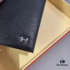 Hermes-style Men's Genuine Cowhide Bifold Wallet in Black - Short 12x10 cm and Long 19x10 cm