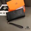 Hermès Black Leather Handheld Clutch Bag 21x10 Model 90095