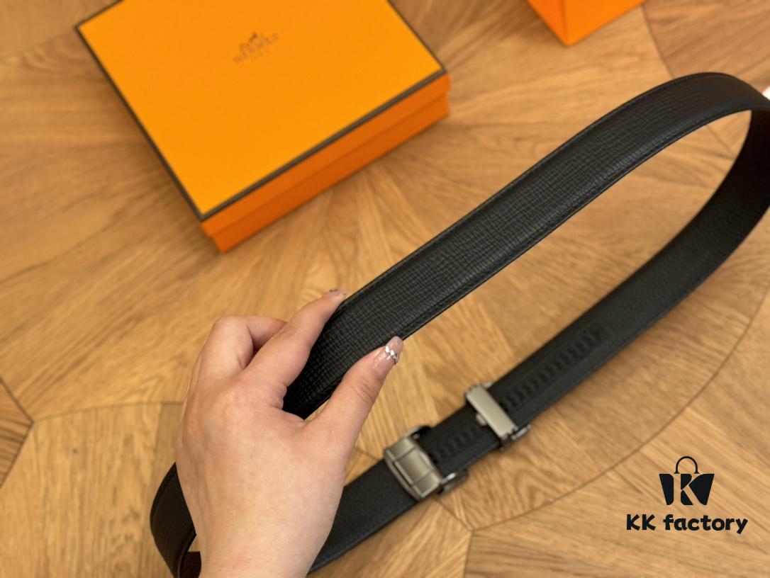 Hermes Belt Men's Leather Belt Genuine Cowhide Fashionable and Elegant Complete Packaging