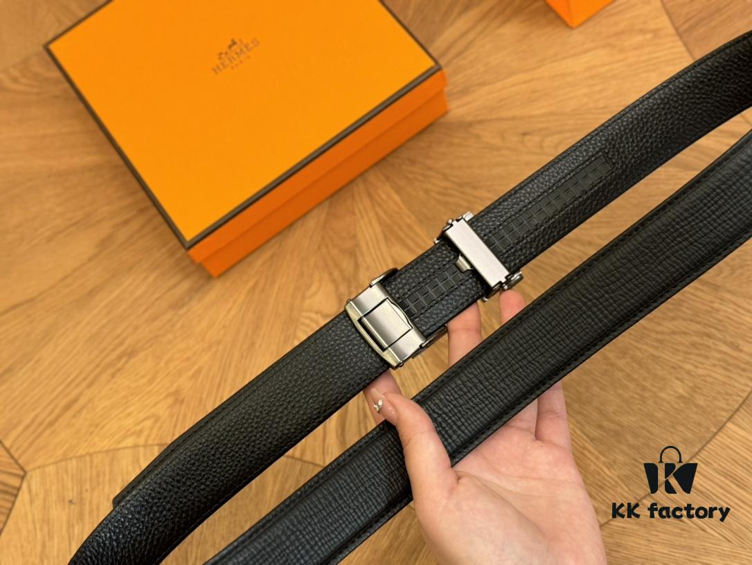 Hermes Belt Men's Leather Belt Genuine Cowhide Fashionable and Elegant Complete Packaging