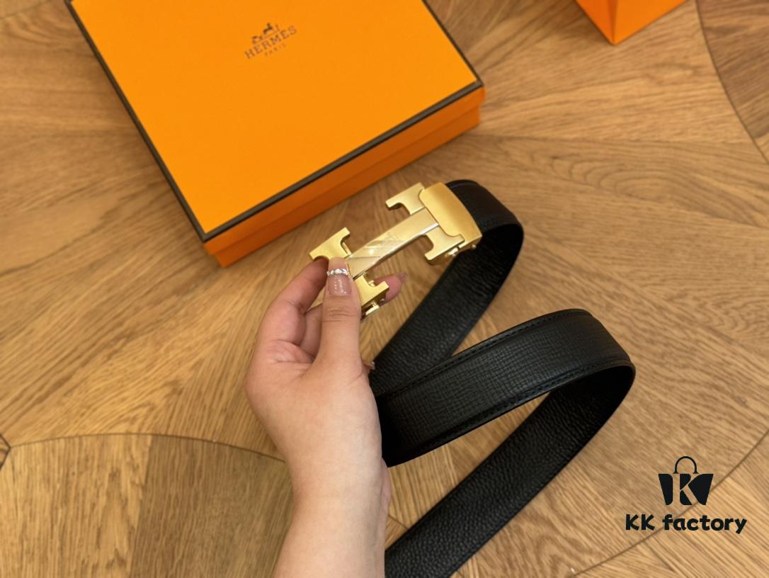 Hermes Belt Men's Leather Belt Genuine Cowhide 3.6cm Width Stylish and Elegant with Full Packaging