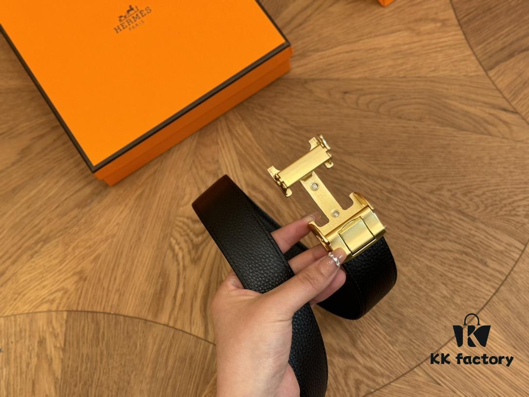 Hermes Belt Men's Leather Belt Genuine Cowhide 3.6cm Width Stylish and Elegant with Full Packaging