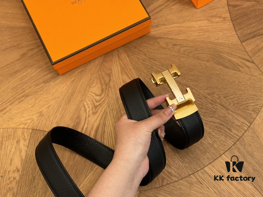 Hermes Belt Men's Leather Belt Genuine Cowhide 3.6cm Width Stylish and Elegant with Full Packaging