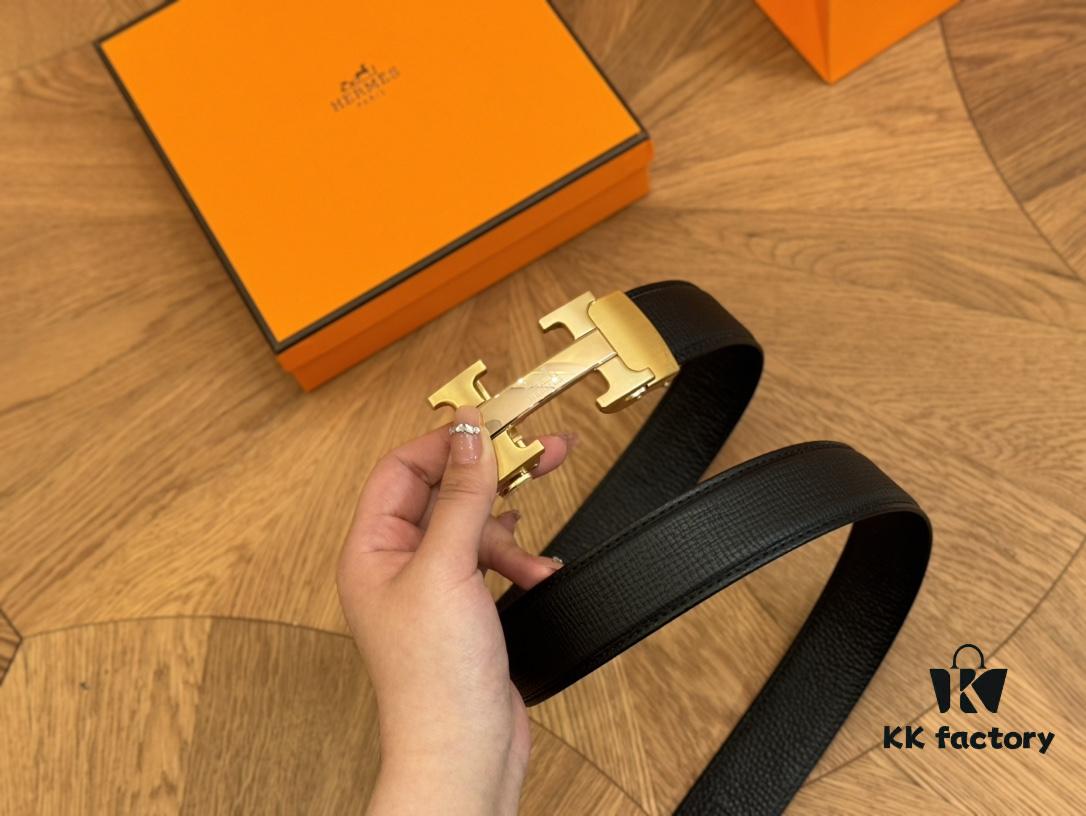 Hermes Belt Men's Leather Belt Genuine Cowhide 3.6cm Width Stylish and Elegant with Full Packaging