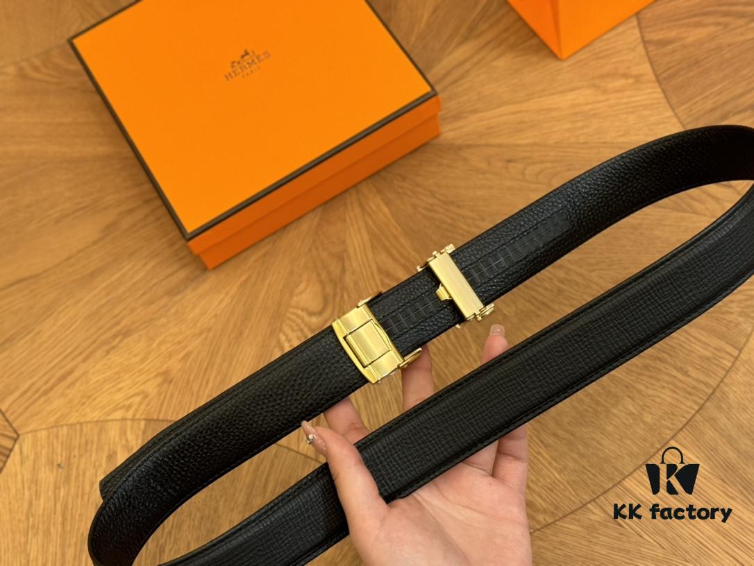 Hermes Belt Men's Leather Belt Genuine Cowhide 3.6cm Width Stylish and Elegant with Full Packaging