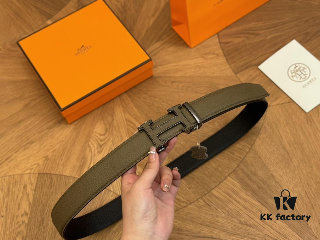 Hermes Belt Men's Leather Belt Genuine Cowhide Fashionable and Elegant Complete Packaging
