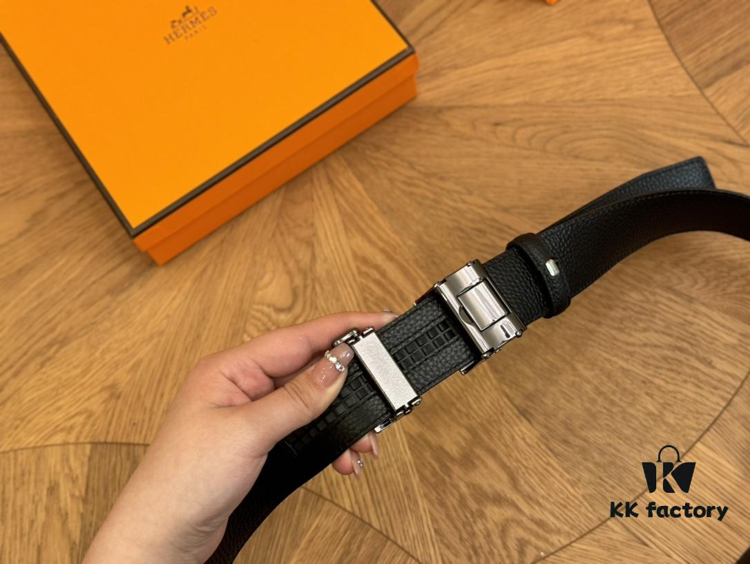 Hermes Belt Men's Leather Belt Genuine Cowhide Fashion Stylish Width 3.6cm Full Packaging