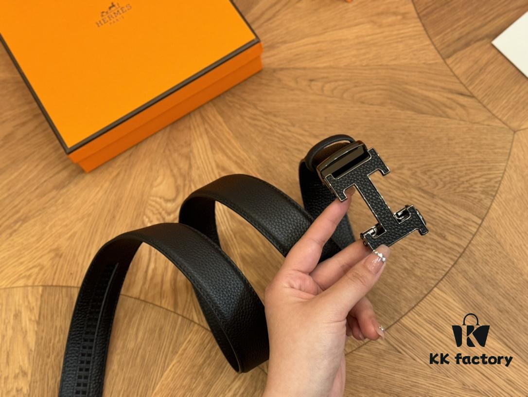 Hermes Belt Men's Leather Belt Genuine Cowhide Fashion Stylish Width 3.6cm Full Packaging