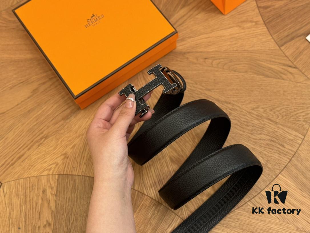 Hermes Belt Men's Leather Belt Genuine Cowhide Fashion Stylish Width 3.6cm Full Packaging