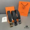 Hermès Men's Classic Leather Belt in Cowhide with High-Quality Alloy Buckle, Two Colors Available