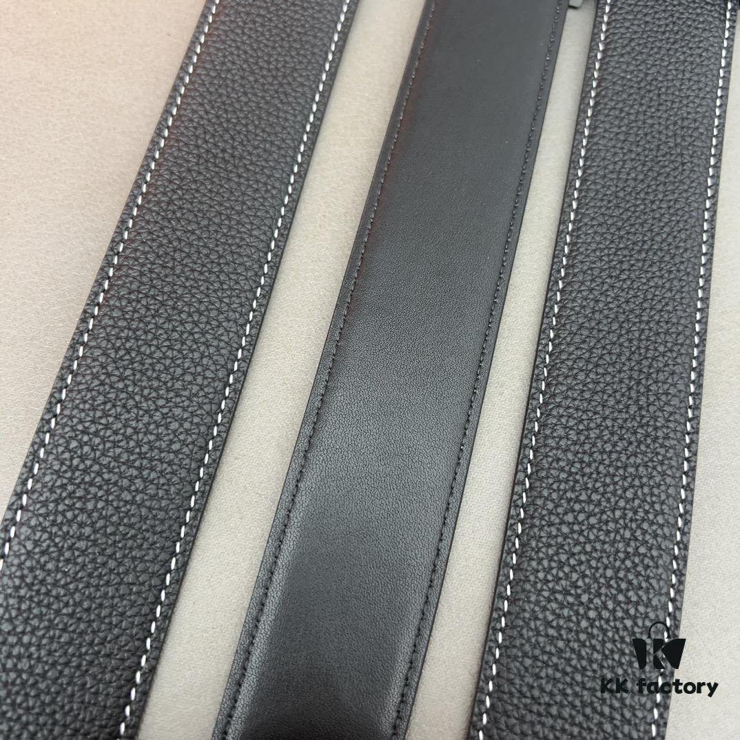 Hermès Men's Classic Leather Belt in Cowhide with High-Quality Alloy Buckle, Two Colors Available