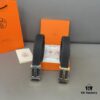 Hermès Men's Leather Belt with Steel Buckle and Printed Eyelets, Classic Design, Two Colors Available