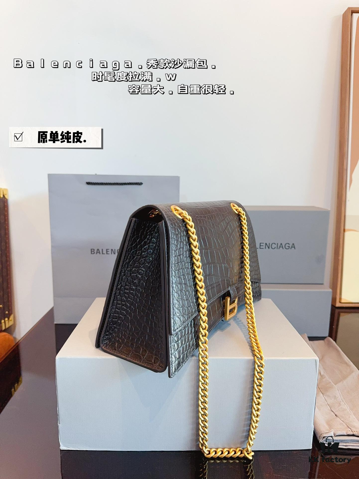 Balenciaga Downtown New Hourglass Crocodile Pattern Bag with Gift Box 🎁