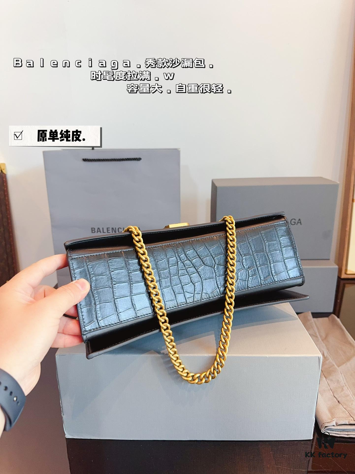 Balenciaga Downtown New Hourglass Crocodile Pattern Bag with Gift Box 🎁